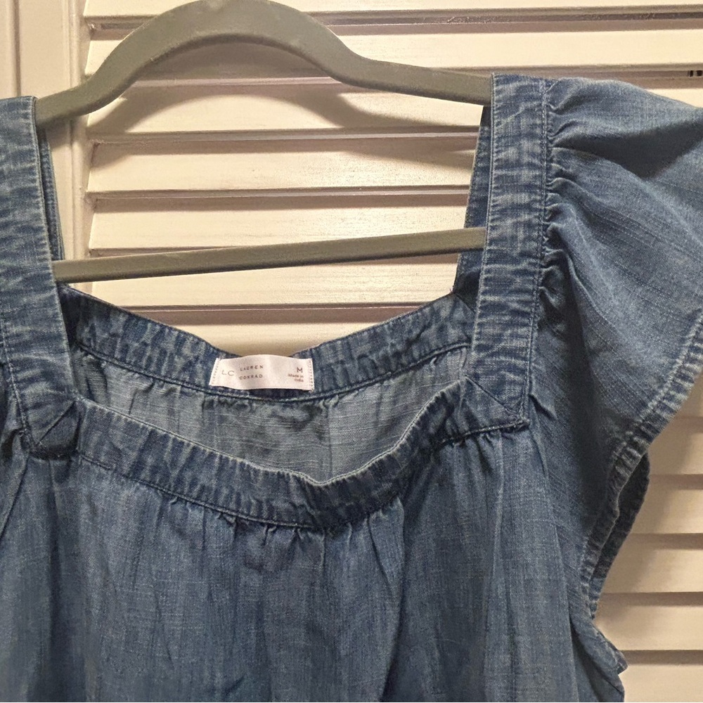 LC Lauren Conrad Light Blue Denim Blouse - Picture 3 of 4